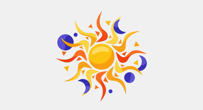 Vibrant sun rays expanding outward on June solstice morning