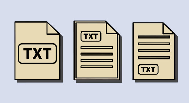 Vector illustration of text document files with TXT format labels, perfect for digital data representation and user interface design elements