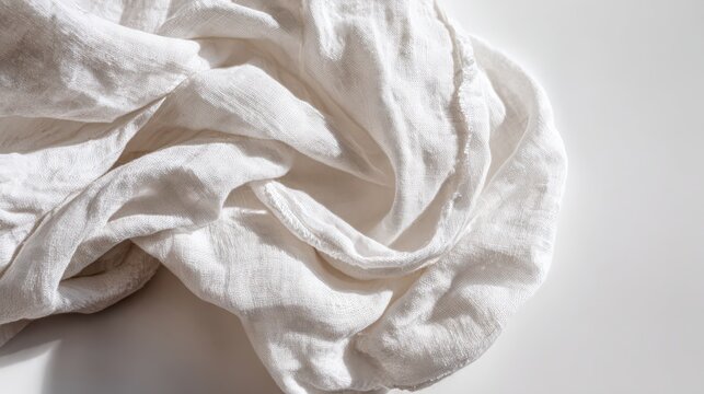 Textured white fabric draped on surface highlighting natural fiber aesthetics