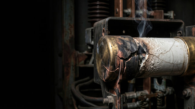 Blown Industrial Ceramic Electrical Fuse with Smoke and Cracked Casing