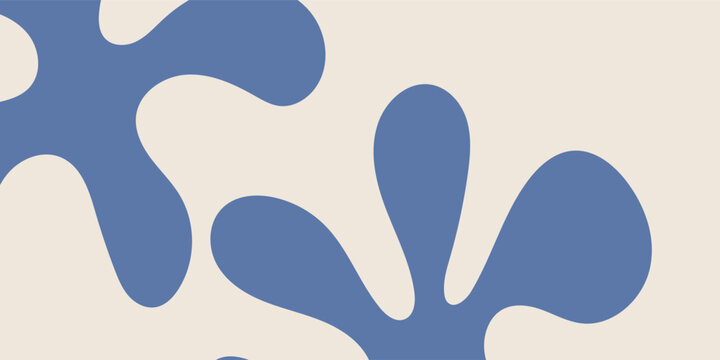Abstract blue blob shapes forming fluid geometry.