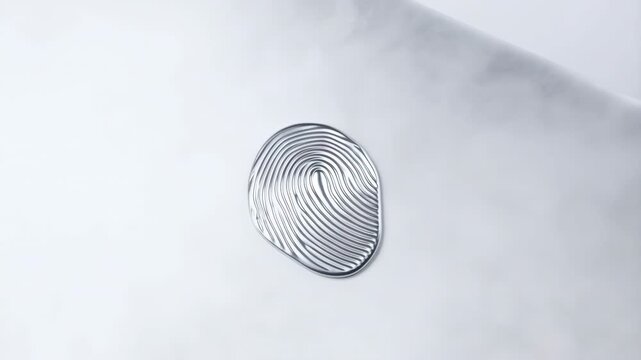 Liquid metal morphing into a futuristic 3D fingerprint animation