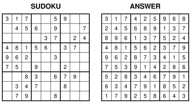 Medium Sudoku Puzzle with Solution