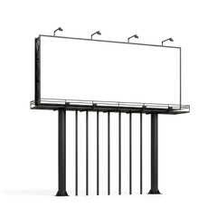 Obraz premium Modern billboard structure with lights isolated on white background
