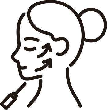 Thread lift icon medical aesthetics plastic surgery lift up treatment face sagging woman simple line art pictogram