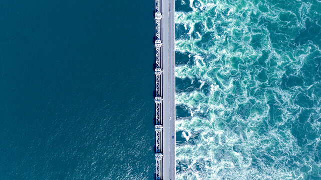 Aerial View of Oosterscheldekering Storm Surge Barrier, Netherlands
