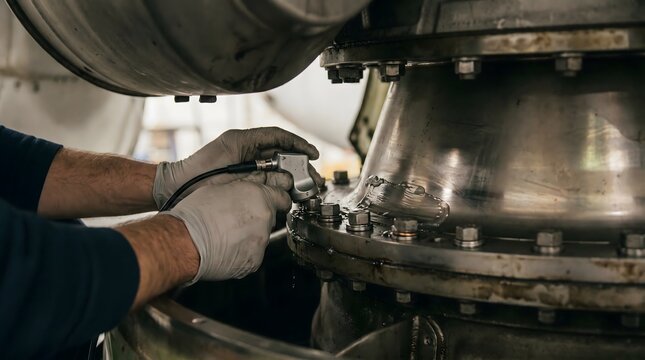 Aircraft Engine Preload Verification Inspection During Turbine Casing Rebuild in Aerospace Maintenance Facility