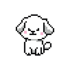 Fototapeta premium Cute illustration 8 bit pixel art character dog vector