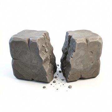 Rochers fissur&eacute;s avec texture r&eacute;aliste et fragments d&eacute;tach&eacute;s