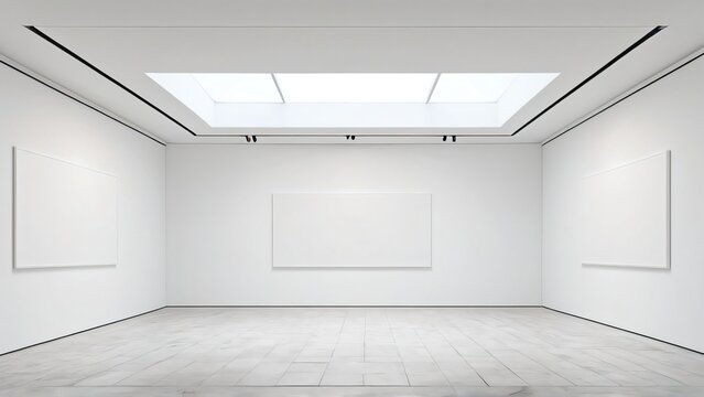 Empty Art Gallery Interior with Skylight