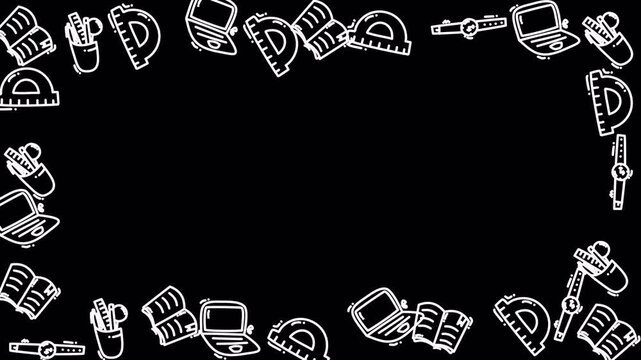Education Icons Frame 4k Transparent Loop Video Overlay