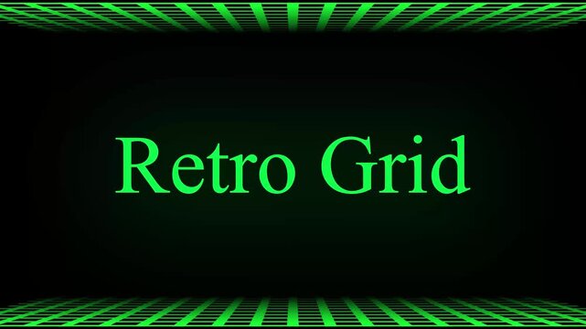 Animation of moving retro text in neon letters over neon frame and purple grid. vintage communication, colour and movement concept digitally generated video.