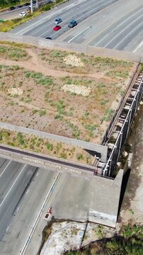 Vertical Aerial View of Annenberg Wildlife Crossing Construction Agoura Hills California