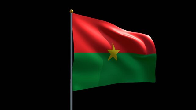 Burkina Faso Waving Flag Seamless Loop - 3D Rendering Animation Transparent Background