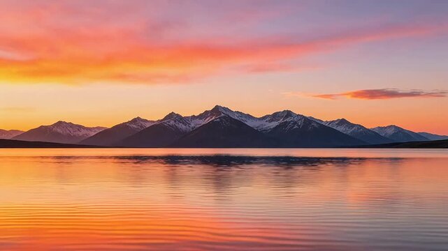 Mountain lake sunset reflection