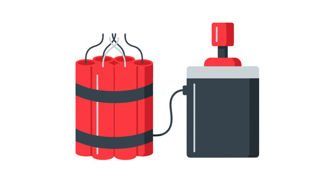 Dynamite explosives with detonator, illustration, risk, danger concept