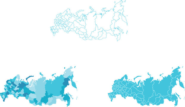 high quality blue scale russia map vector illustration