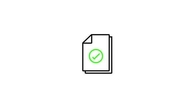 Document with green check mark animated verification approval confirmation