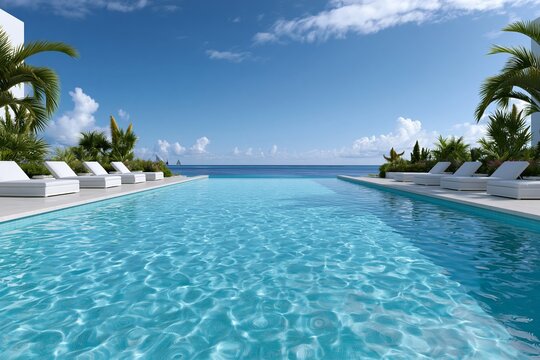 Crystal-clear pool stretches to meet the ocean
