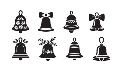 Easter bells silhouette collection festive holiday greeting decorative vector icons. © MDHABIBUR