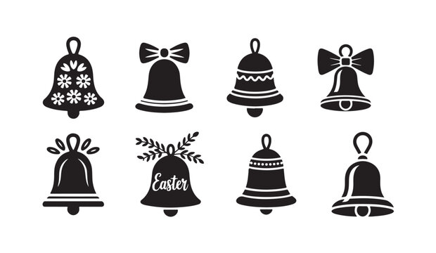 Easter bells silhouette collection festive holiday greeting decorative vector icons.