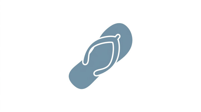 Simple blue flip flop sandal icon on white background.