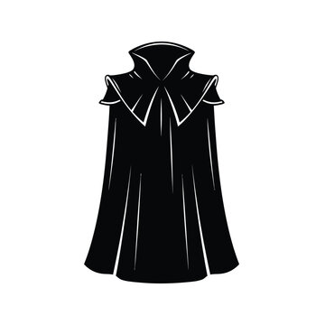 Black cape with white outline details.