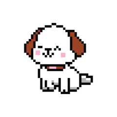 Fototapeta premium Cute illustration 8 bit pixel art character dog concept