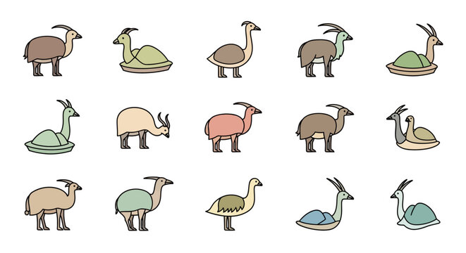 Cartoon parasaurolophus dinosaurs set isolated on white background