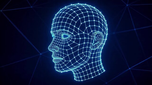 Digital wireframe human head