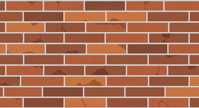 Seamless Red Brick Wall Texture Background with Cracked Details and Weathered Masonry Pattern