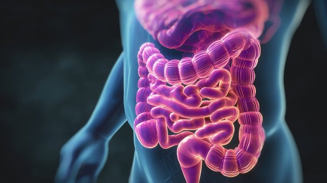 Inflammatory Bowel Disease 3D medical anatomical illustration, chronic inflammatory disorder of human digestive tract and intestinal lining, bowel inflammation, Crohn&rsquo;s disease and ulcerative colitis 