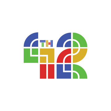 42th anniversary colorful logo template number vector