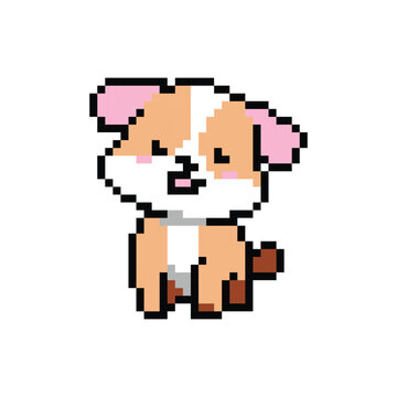 Cute illustration 8 bit pixel art character dog design