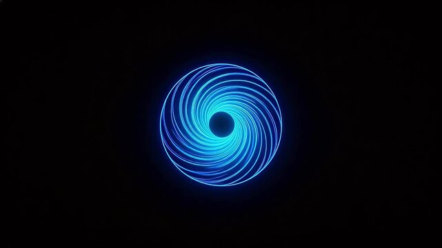 Blue glowing spiral pattern on black background