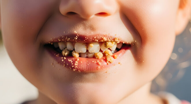 Child Smile with Sand on Lips