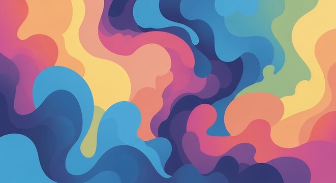 Vibrant Fluid Abstract Background with Colorful Organic Waves and Dynamic Flowing Shapes