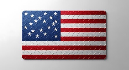 Obraz premium American flag diamond plate texture with a metallic industrial surface design for patriotic concept backgrounds and rugged construction material themes