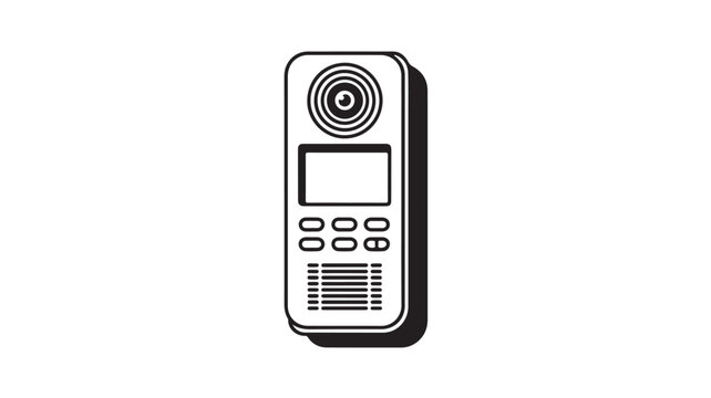Simple intercom device icon for communication and security systems, flat line style