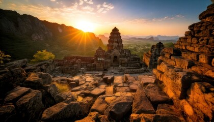 Obraz premium Spectacular sunrise over the ancient Pre Rup temple in Angkor, Cambodia.