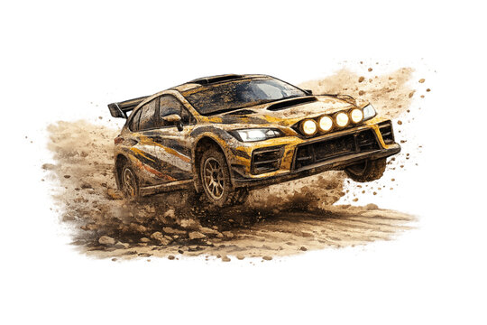 rally car, mud splatter, racing motion, off road racing, dirt track, rally racing, sports car, muddy vehicle, high speed, motion blur, aggressive driving, tire spray, automotive action, racing scene, 
