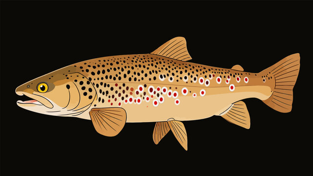 Illustration of a Brown Trout Freshwater Game Fish