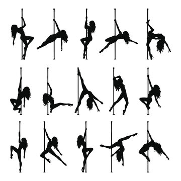  pole dancer gesture silhouette Vector