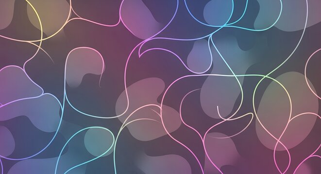 Abstract Purple and Blue Background with Tangled Glowing Lines and Organic Fluid Shapes