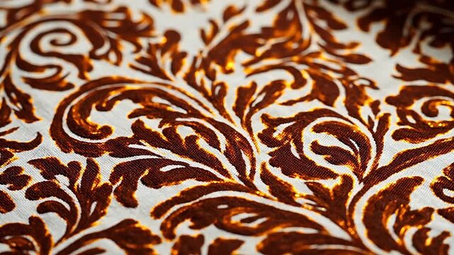 Elegant Ornate Swirling Pattern on Textured Fabric Material