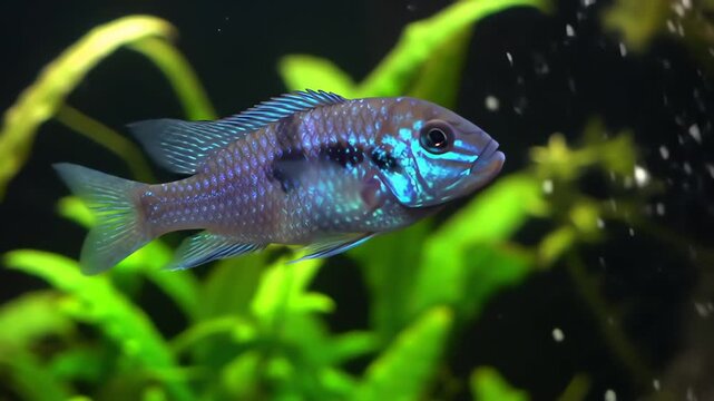 Kribensis cichlid freshwater aquarium fish.