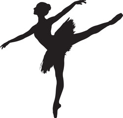 Fototapeta premium Graceful Ballerina Silhouette in Arabesque Pose Vector Illustration
