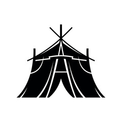 Black silhouette of a traditional Native American tipi tent. © Shena