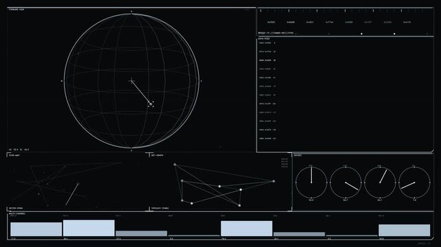 HUD Interface with Telemetry Gauges and Tactical Star Map Data Visualization