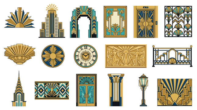 Art Deco Architectural Gold Ornaments.